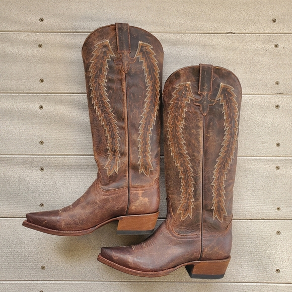 Macie Bean Brown Leather Snip Toe Western Women's Boots Size 6 M - Picture 11 of 16